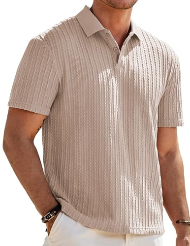 JMIERR Mens Polo Shirts Short Sleeve Lightweight Golf Casual Button Henley T Shirt Summer Tops