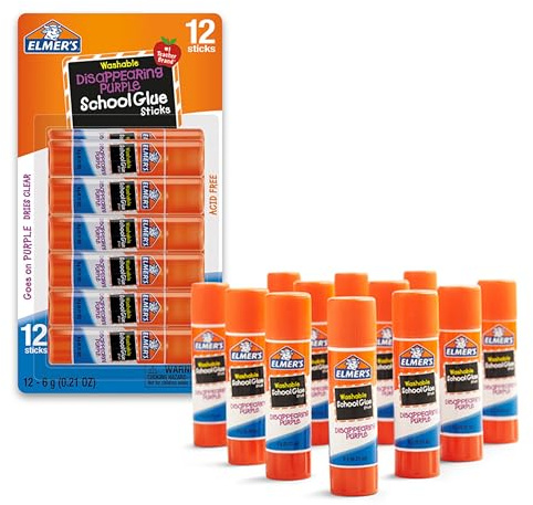 Elmer's Disappearing Purple School Glue, Washable, 12 Pack