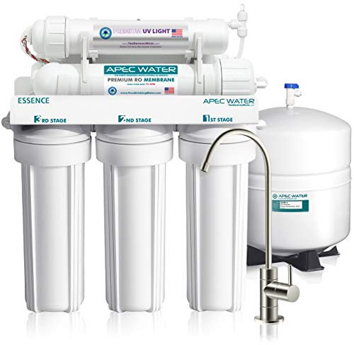 Apec ripiano superiore sterilizzatore UV ultravioletti 75 Gpd 6 Stage ultra sicuro sistema di osmosi inversa filtro acqua potabile (Essence roes-uv75)