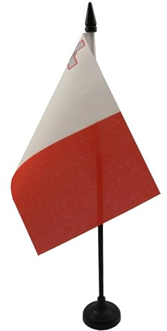 AZ FLAG - Tischflagge Malta - 15x10 cm - Republik Malta Tischfahne 10 x 15 Cm - Flaggen