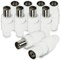 Com-four® Set HQ: Adattatore Maschio e Femmina Coassiale, Connettore per Cavo Antenna TV di Alta Qualità - Spina Bianca (5X Spina + 5X Presa)
