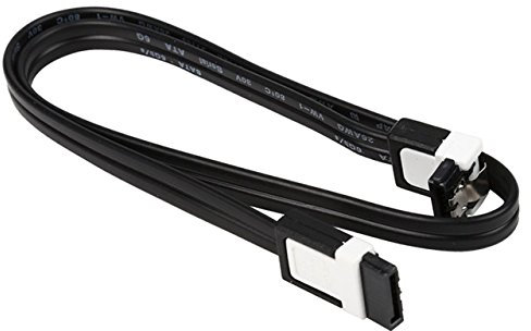 meeboo 1x SATA Kabel 40cm Schwarz | 1x gerade-abgewinkelt | mit Clip | kompatibel bis zu S-ATA/600 | Serial ATA | 1,5GBs/3GBs/6GBs (abwärtskompatibel) | S-ATA Kabel | Premiumqualität