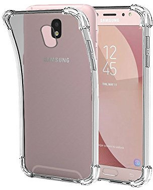 REY Funda Anti-Shock Gel Transparente para Samsung Galaxy J7 2017, Ultra Fina 0,33mm, Esquinas Reforzadas, Silicona TPU de Alta Resistencia y Flexibilidad