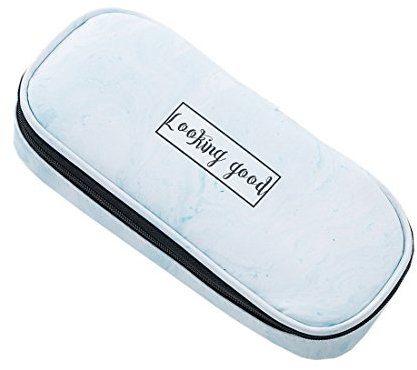 Boomly Mädchen Schüler Mäppchen PU Briefpapier Box Marmor Federmäppchen Multifunktion Wasserdicht Bleistift Ordner Aufbewahrungstasche Schule Universität (Grün)