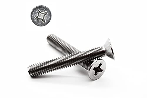 25 Stück Senkkopf Schrauben M4x10 mm - DIN 965 H - A2 Edelstahl - Kreuzschlitz - V2A - Kreuz- Senkkopfschrauben (25, M4x10 mm)