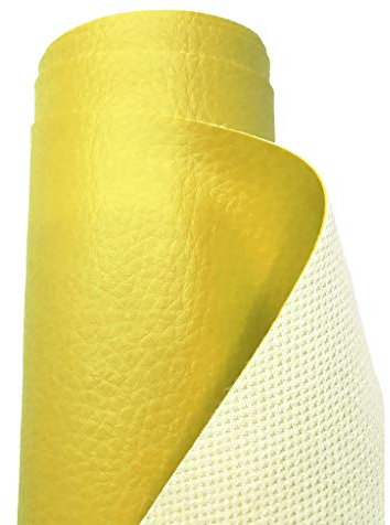 A-Express Premium Gekörnt Wasserdicht Kunstleder Gekörnt Lederimitat Texturiert Lederstoff Meterware - 50cm x 140cm (Gelb)