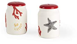 Excelsa Coral Juego de Sal y Pimienta, Cerámica, Blanco y Rojo, 2 artículos