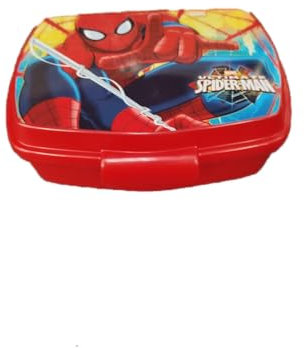 ALMACENESADAN Sandwichera rectangular multicolor; producto de plástico reutilizable; libre de BPA; dimensiones interiores 16,5x11,5x5,5 cm (Spiderman)