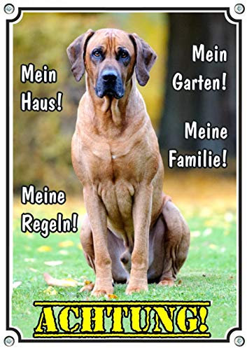 Petsigns Hundeschild Rhodesian Ridgeback - Warnschild aus Metall in Fotoqualität, DIN A4