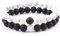 MINGZE Armband aus Natursteinen, 2 Stück – Distanz Paar Armband mit Crown King & Queen schwarz matt Achat & White Howlith, 8 mm Perlenarmband, One Size, Stein
