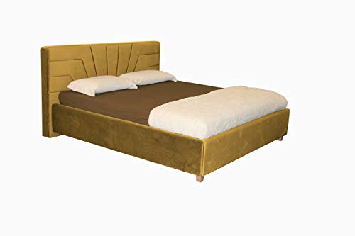 ES Design 08 Polsterbett Optima mit 5 Jahren Garantie - Bett, Lattenrost und Stauraum (Gold, 180 x 200 cm)