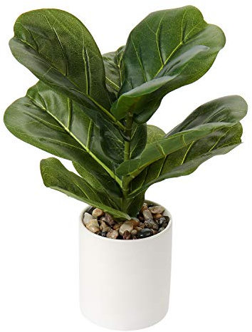 Briful Ficus Artificiale, 31cm Pianta Finta con Vaso, Mini Piante Artificiali da Interno, Moderna Fico Artificiale a Foglia di Violino, per Room Balconi del Soggiorno Moderni Decor