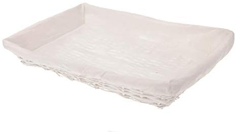 HERSIG - Bandeja Plancha Mimbre Natural | Cesta Colada Rectangular con Forro, sin Asas - 60 x 40 x 10 cm - Blanco