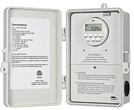 DEWENWILS Pool Pump Timer, Digital Timer Box, 2HP 40A 120-277 VAC, 7-Day 20 ON/Off Programmable Timer Switch for Water Heater, Pool Pump, SPA, Motor, ETL Listed