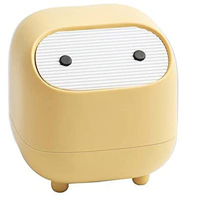 AnyCar Petite poubelle de bureau avec couvercle en forme de ninja mignon et 1 rouleau de sacs Jaune