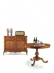 Mar.c.a. Design - Runder Ausziehtisch, mit gedrehtem Bein, Pappelholz, Möbelstück für Wohnzimmer, Kunst Povera Made in Italy - Durchmesser 100 cm geschlossen und Durchmesser 140 cm geöffnet