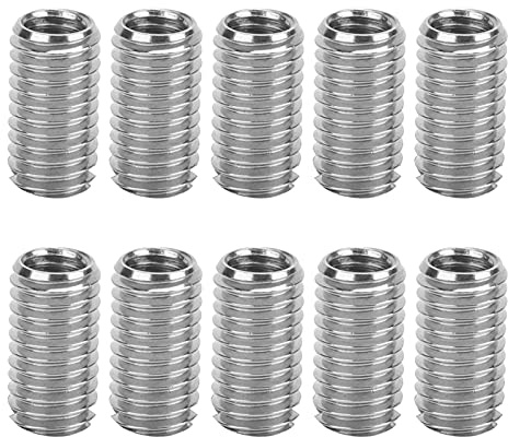 MOUMOUTEN 10 Stücke Gewindeeinsatz Reduziermutter M6 auf M8 Edelstahl | Innen M6 x 1,0, Außen M8 x 1,25, lang 15 mm Reduziermutter Gewindeeinsatz Hardware Reparaturwerkzeug