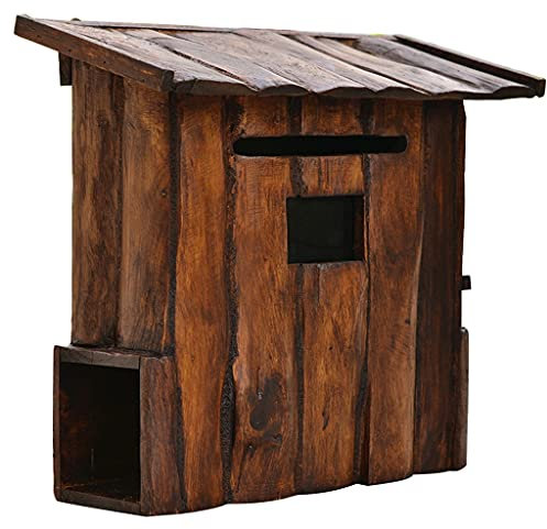 Briefkästen Holzbriefkasten Im Freien Rustikaler Wandbriefkasten Wetterfester Geeignet Für Gartenhauseingangsdekoration (Color : Brown, Size : 38×17×35cm)