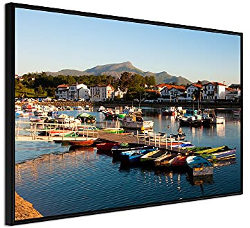 DECLINA, cadre décoration murale, encadrement poster mural, affiche avec cadre, poster paysage, Affiche Poster Port Socoa, 40x60 cm, Cadre noir