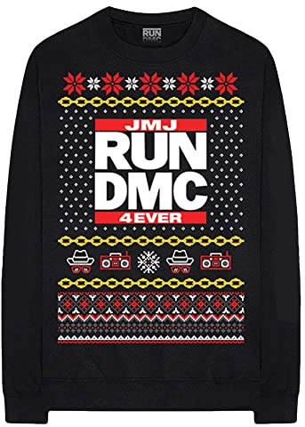 RUN--DMC Sweatshirt Christmas in Hollis Band Logo Nue offiziell Herren Schwarz S