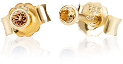 NKlaus Paar 2,0mm 333 Gelb Gold 8 Karat Ohrstecker Kristall Zirkonia Champagne Butterfly Verschluss Damen Mädchen 3331