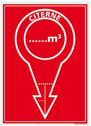 Signalétique.biz - Panneau Citerne Incendie - Réserve Incendie - Signalisation Sécurité Incendie - 75 x 105 mm - Adhésif