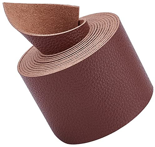 GORGECRAFT Braunes Lederband 5cm Breit 200cm Lang Ledergürtelstreifen Mit Litschi-Muster Einseitig Flache Kordel Für Heimwerker Basteln Projekte Kleidung Schmuck Verpackung