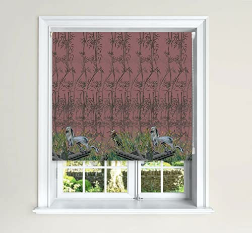 Lister Cartwright Heron Chinoiserie Bamboo Pink & Teal Blackout Roller Blinds Windows Child Safe Easy Fit Made to Measure(Pink, 150 cm Width x 140 cm Drop)