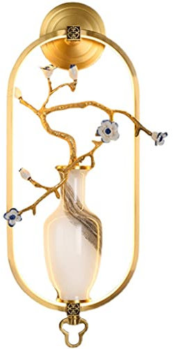 Applique Murale Interieur Nouveau lampe murale de style chinois, lampe murale en cuivre Creative Céramique Vase Vase Vase Vase Lampe Séjour Chambre de chevet Decoration Lampe murale Lampe Murale