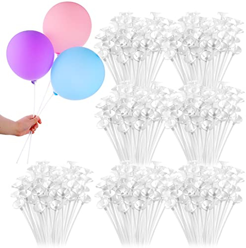Chivao 600 Pcs Plastic Balloon Sticks with Cups for Party Decor,None