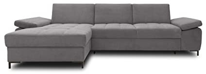 DOMO. collection Ecksofa Curacao, Sofa mit Federkern und Armlehnfunktion in L-Form, Eckcouch, Polsterecke 297 x 160 x 84 cm (BxTxH), dunkelgrau