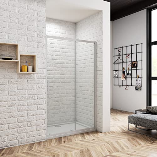 120x185CM MAMPARA DE DUCHA PUERTA CORREDERA MARCO GRIS MATE CRISTAL 5 MM TEMPLADO