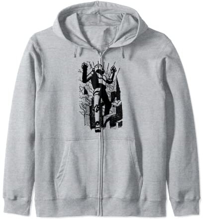 Vintage Sci Fi Giant Iron Robot Science Fiction Zip Hoodie