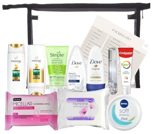 Ensemble de toilette de voyage pour femme – Kit de toilette essentiel pour voyage, hôpital, claire, Trousse de toilette de voyage