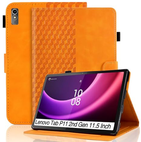 Vkooer Custodia for Lenovo Tab P11 Gen 2 / Pad Plus 2023 11,5 Pollici Cover (Modello TB350) Custodia Protettiva Pelle PU Flip Tasca Case con Supporto Funzione e Slot per Schede, Arancione