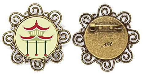 Broche en forme de pavillon en porcelaine - Style art déco - Bijoux pour filles, M