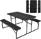 COSTWAY Klappbarer Picknicktisch mit Bänken, 136 cm Campingtisch-Set für draußen, Bierzeltgarnitur Biertischgarnitur für Terrasse, Garten (Schwarz)