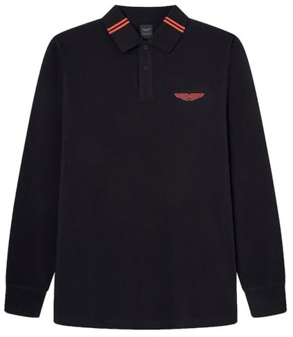 Hackett London Herren AM Tipped LS Polo, Black (Black), L