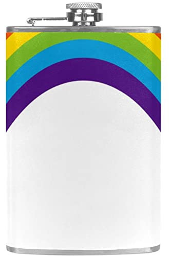 Hip Flasks for Liquor for Men,Rainbow,Stainless Steel Leakproof Flask with Funnel Flask