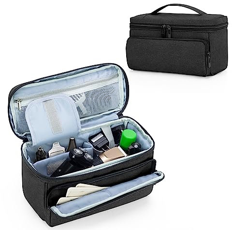 CURMIO Men Grooming Kits Storage Bag, Portable Travel Case for Electronic Shaver, Hair Clipper, Men Detailing Bag for Overnight, Black
