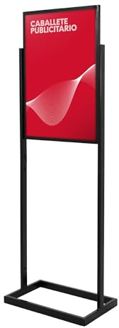 Support stop trottoir noir en acier double face 508 x ±706 mm, panneau publicitaire robuste pour affichage intérieur, présentoir métal pour visuel Ouvert/Fermé, montage facile sans outils