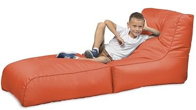 chilly pilley Sitzsack Sofa, Faltbarer Pouf zum Sitzen und Liegen 2 in 1, mit EPS-Füllung, Riesensitzsack, Kinder & Erwachsene, Cord Sitzkissen, viele Farben, orange