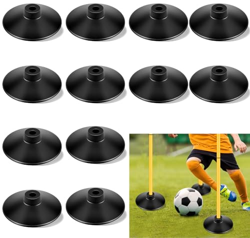 Landical 12 Stück gewichtete Slalom-Stange Gummi-Basen für Baseball Agility Pole Training Set Zubehör Pole Basis für Indoor Fußball Trainingsgeräte Outdoor Fußball La Crosse Feld Hockey Track Feld