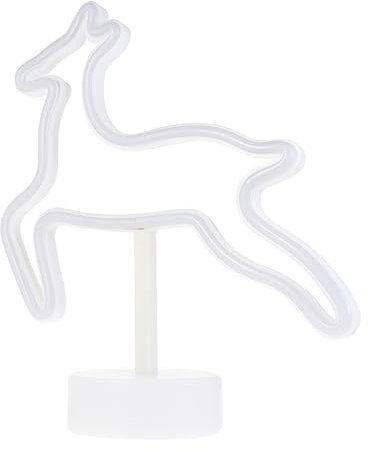 Housoutil 1stk Led-neonlichter Beleuchteter Hirsch Weihnachtsverschönerung Für Handwerk Weihnachts-elch-design-lampe Neon Schreibtischlampe Rentiere Anzünden Weiß Ananas Statue Pvc
