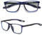 Hubeye TR90 Sport Lesebrille für Damen und Herren Gute Quadratische bequeme flexible Anti-blaue Computerbrille Hochwertig Komfortabel Lesehilfe 1.25