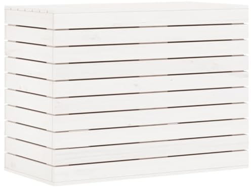 vidaXL Wäschetruhe Weiß 88,5x44x66 cm Massivholz Kiefer