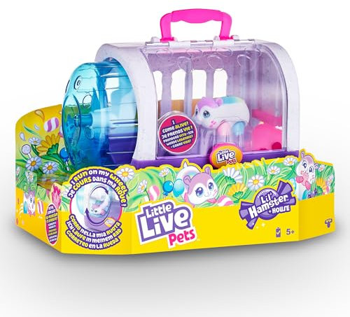 Little Live Pets - Lil Hamster con Jaula, Mascota interactiva con Sonidos y Movimiento, Tiene una Rueda para Correr, el Animal llega en un Color Aleatorio, niños y niñas +5 años