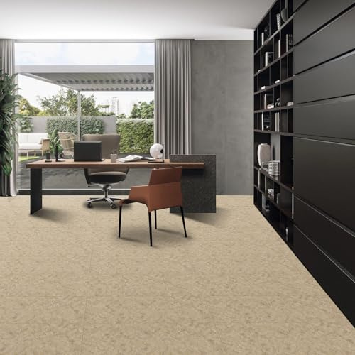 Super Solu Vinylboden Klicksystem, Vinylfliesen, Steinoptik Bodenbelag, 610 x 305 x 6 mm, PVC Klick-Vinyl Bodenbelag (Fliesenoptik-beige)