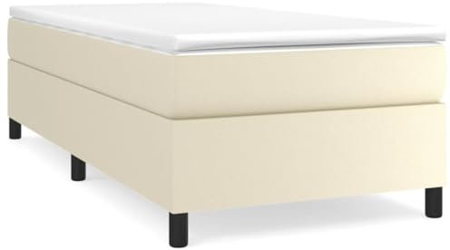 AUVYI Boxspringbett Polsterbett, Bett, Betten, Bettgestell, Schlafzimmer 80x200 cm Creme Stauraumbett Boxspringbetten Kunstleder