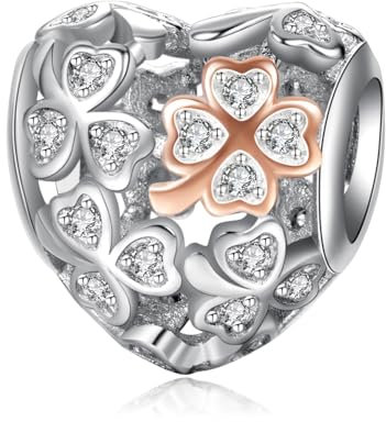 Rimgoris Charm en argent 925 pour femmes Bracelets Collier Trèfle à quatre feuilles Deux tons Amitié Breloque pendante Cadeau
